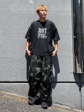 「CASPER JOHN（キャスパージョン）のアイテム（スウェットパンツ）」を使った、YOSHIさん（メンズ・170cm）の夏コーディネート