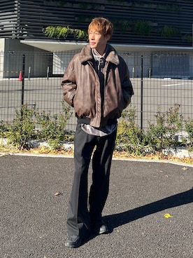 「アイテム（MA-1）」を使った、YOSHIさん（メンズ・171cm）の冬コーディネート