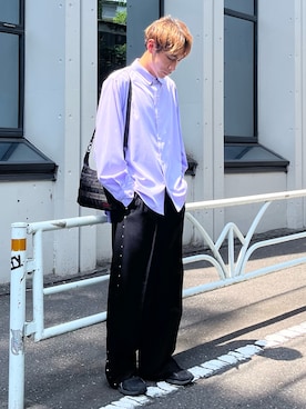 「アイテム（スラックス）」を使った、YOSHIさん（メンズ・170cm）の秋コーディネート