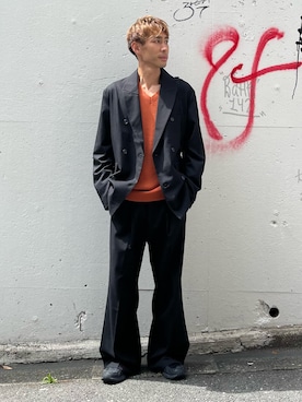 「アイテム（テーラードジャケット）」を使った、YOSHIさん（メンズ・170cm）の秋コーディネート
