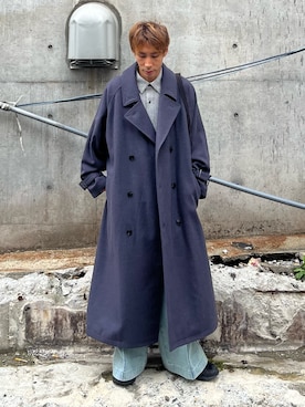 「アイテム（ステンカラーコート）」を使った、YOSHIさん（メンズ・170cm）の秋コーディネート