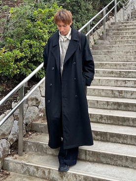 「アイテム（ステンカラーコート）」を使った、YOSHIさん（メンズ・170cm）の秋コーディネート