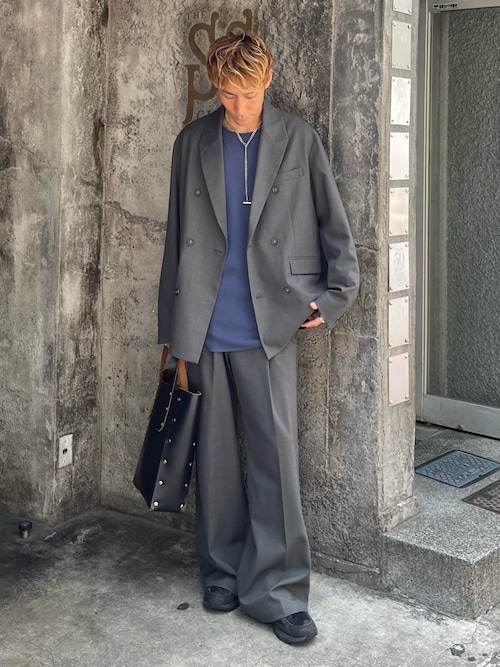 CasperJohn/ウールミックステーラードジャケット/ブルー/XS CasperJohn/ウールミックステーラードジャケット/ブルー/XS