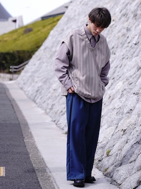 「CASPER JOHN」｜「アイテム（モカシン/デッキシューズ）」を使った、YOSHIさん（メンズ・171cm）の春コーディネート
