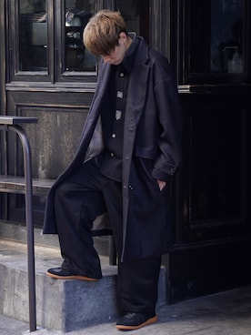 「CASPER JOHN（キャスパージョン）のアイテム（チェスターコート）」を使った、YOSHIさん（メンズ・171cm）の秋コーディネート