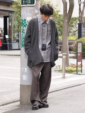 「アイテム（財布）」を使った、YOSHIさん（メンズ・171cm）の春コーディネート