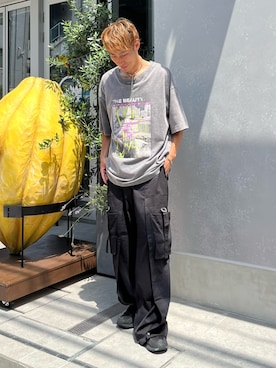 「CASPER JOHN」｜「アイテム（パンツ）」を使った、YOSHIさん（メンズ・170cm）の夏コーディネート