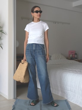 「UNITED ARROWS（ユナイテッドアローズ）のアイテム（かごバッグ）」を使った、19さん（レディース・169cm）の夏コーディネート