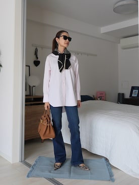 「L’Appartement（アパルトモン）のアイテム（デニムパンツ、ブルー系）」を使った、19さん（レディース・169cm）の春コーディネート