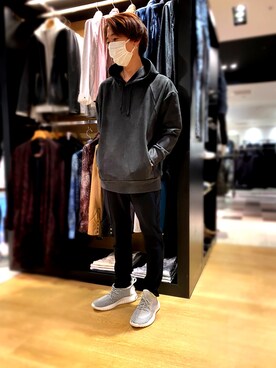 「TORNADO MART（トルネードマート）のTORNADO MART∴バイカラーイージーパンツ（その他パンツ）」を使った、Nakataさん（メンズ・170cm）の秋コーディネート