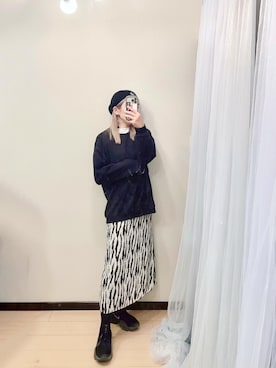 「金髪」｜「アイテム（ハンチング/ベレー帽）」を使った、カジマリさん（レディース・162cm）の冬コーディネート