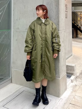 「コート」｜「アイテム（MA-1）」を使った、佐藤 麻理さん（レディース・164cm）の秋コーディネート
