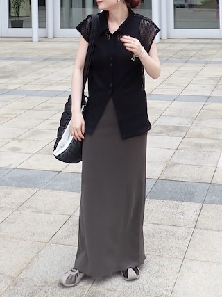「AIC.(エーアイシー)のメッシュレースポロトップス(ポロシャツ)」を使った、Creamさん(レディース・158cm)の秋コーディネート