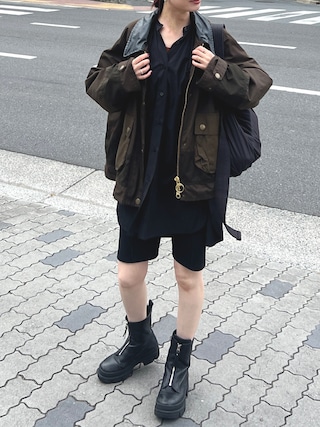 「feepur(フェピュール)のカットリブバイカーパンツ(その他パンツ)」を使った、Creamさん(レディース・158cm)の秋コーディネート
