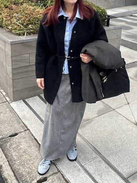 「アイテム（ノーカラーコート）」を使った、Creamさん（レディース・158cm）の冬コーディネート