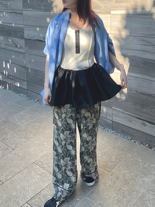 タンクトップ MAISON SPECIAL - Satin Combination Peplum Tank Top Satin Combination Peplum Tank Top/サテンコンビペプラムタンク