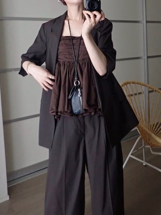 「JOURNAL STANDARD(ジャーナルスタンダード)のドットエアーサッカーハーフスリーブ ジャケット(テーラードジャケット)」を使った、Creamさん(レディース・158cm)の秋コーディネート