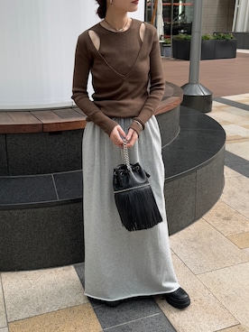 「アイテム（ネックレス）」を使った、Creamさん（レディース・158cm）の秋コーディネート