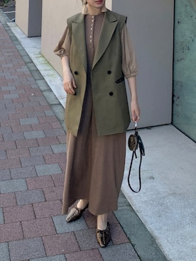 「PUBLIC TOKYO（パブリックトウキョウ）のアイテム（ジャケット/アウター）」を使った、Creamさん（レディース・158cm）の秋コーディネート