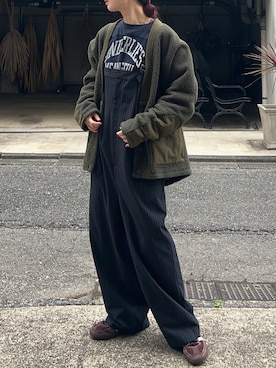 「アイテム（ノーカラージャケット）」を使った、Creamさん（レディース・158cm）の秋コーディネート