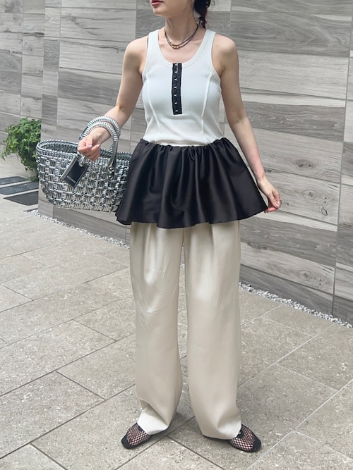 Satin Combination Peplum Tank Top/サテンコンビペプラムタンク