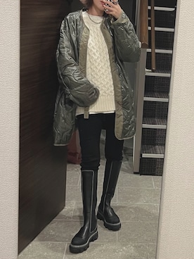 「アイテム（ブーツ）」を使った、Creamさん（レディース・158cm）の冬コーディネート