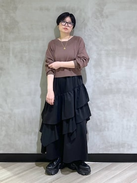「PAGEBOY（ページボーイ）の【選べる着丈/前後2WAY/マシンウォッシャブル】マルチWAYネックプルオーバー/ニット（ニット/セーター）」を使った、ミラさん（レディース・162cm）の秋コーディネート