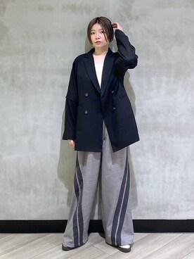 「PAGEBOY（ページボーイ）のヴィンテージテレコレイヤードスリーブ【前後２WAY仕様】（Tシャツ/カットソー、ホワイト系）」を使った、ミラさん（レディース・162cm）の春コーディネート