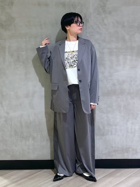 「PAGEBOY（ページボーイ）の【セットアップ対応】チェックMIXジャケット 《2サイズ展開》（テーラードジャケット）」を使った、ミラさん（レディース・162cm）の秋コーディネート