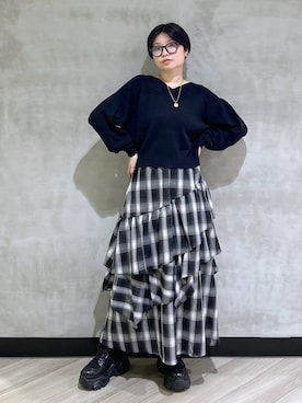 「PAGEBOY（ページボーイ）の【選べる着丈/前後2WAY/マシンウォッシャブル】マルチWAYネックプルオーバー/ニット（ニット/セーター）」を使った、ミラさん（レディース・162cm）の秋コーディネート