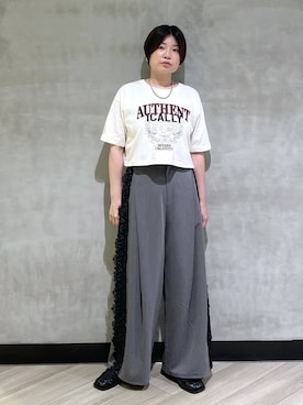 「PAGEBOY（ページボーイ）のサイドレースパンツ / スラックス（スラックス）」を使った、ミラさん（レディース・162cm）の夏コーディネート