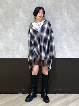 「PAGEBOY（ページボーイ）のオンブレチェックルーズシャツ（シャツ/ブラウス）」を使った、ミラさん（レディース・162cm）の夏コーディネート