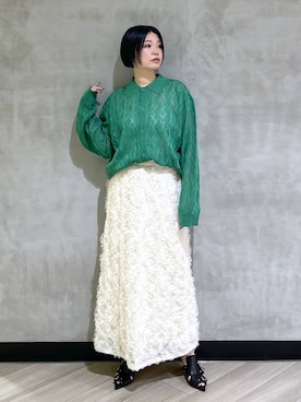 「PAGEBOY（ページボーイ）の【選べる着丈】カップツキFITキャミ（キャミソール、ホワイト系）」を使った、ミラさん（レディース・162cm）の春コーディネート