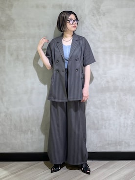 「PAGEBOY（ページボーイ）の【マシンウォッシャブル/接触冷感/新色追加】クールヘンリータンク/ヘンリーネック（タンクトップ）」を使った、ミラさん（レディース・162cm）の夏コーディネート