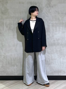 「PAGEBOY（ページボーイ）のサイドタックルーズウラケパンツ/イージーパンツ【4color・2size】（スウェットパンツ）」を使った、ミラさん（レディース・162cm）の秋コーディネート