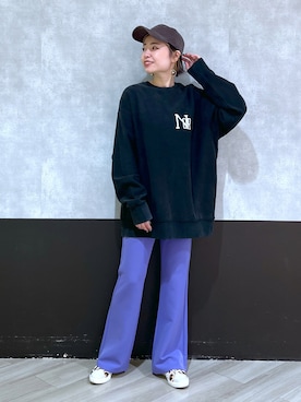 「PAGEBOY（ページボーイ）のクラックカレッジBIGスウェット（スウェット）」を使った、ミラさん（レディース・162cm）の冬コーディネート