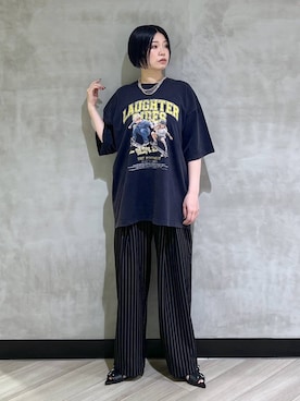「PBLIM（ページボーイリム）の《UNISEX》グルカスラックス（スラックス、ブラック系）」を使った、ミラさん（レディース・162cm）の春コーディネート