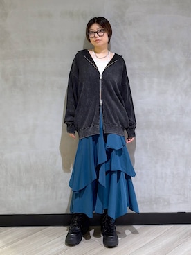 「PAGEBOY（ページボーイ）の【前後2WAY仕様】ラメテレコ2WAYタンク/タンクトップ（タンクトップ）」を使った、ミラさん（レディース・162cm）の秋コーディネート