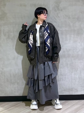 「BARNYARDSTORM（バンヤードストーム）のBARNYARDSTORM / UVカットラウンドグラス（メガネ）」を使った、ミラさん（レディース・162cm・30代）の秋コーディネート