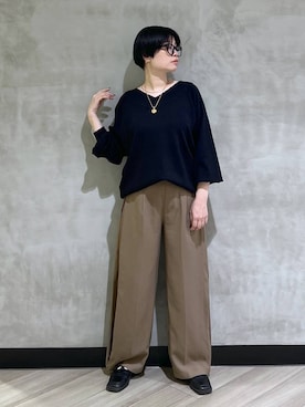 「PAGEBOY（ページボーイ）の【選べる着丈/前後2WAY/マシンウォッシャブル】マルチWAYネックプルオーバー/ニット（ニット/セーター）」を使った、ミラさん（レディース・162cm）の秋コーディネート