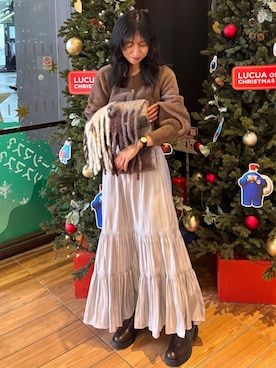 「archives（アルシーヴ）のハートボタンフェザーニットカーディガン（ニット/セーター）」を使った、archivesさん（レディース・160cm）の秋コーディネート