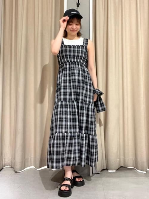 archives ワンピース シュシュ付チェックシャーリングワンピース