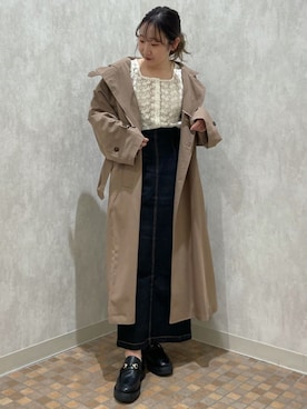 「archives（アルシーヴ）のアイテム（トレンチコート）」を使った、archivesさん（レディース・158cm）の春コーディネート