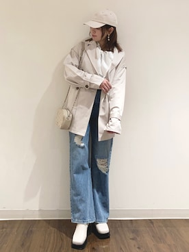 「archives（アルシーヴ）のアイテム（トレンチコート）」を使った、archivesさん（レディース・161cm）の冬コーディネート