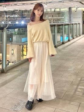 「チュールワンピ」｜archivesさん（レディース・157cm）の秋コーディネート
