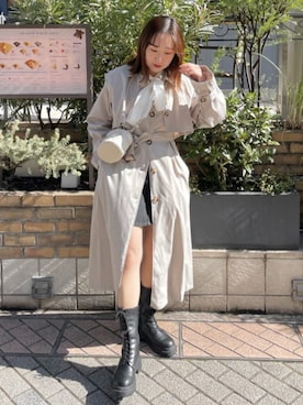 「archives（アルシーヴ）のアイテム（トレンチコート）」を使った、archivesさん（レディース・157cm）の春コーディネート