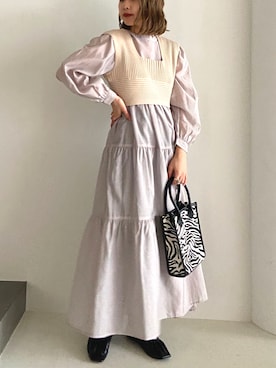 「ベスト×ワンピース」｜archivesさん（レディース・154cm）の秋コーディネート