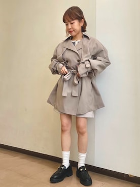 「archives（アルシーヴ）のアイテム（トレンチコート）」を使った、archivesさん（レディース・152cm）の春コーディネート