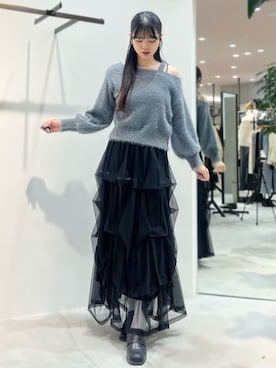 「archives（アルシーヴ）のタックドレープチュールスカート（スカート、ブラック系）」を使った、archivesさん（レディース・160cm）の秋コーディネート