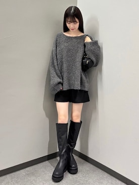 「archives（アルシーヴ）のラメブークレバックシャンミドルニット（ニット/セーター）」を使った、archivesさん（レディース・157cm）の冬コーディネート